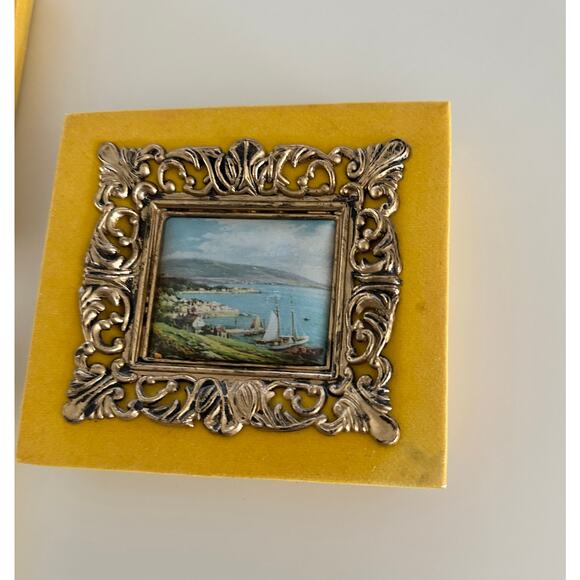 Vintage Velvet Artwork Set/3 romantic impressionist paintings unique 70s baroque - Picture 6 of 11